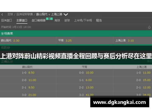 上港对阵蔚山精彩视频直播全程回顾与赛后分析尽在这里